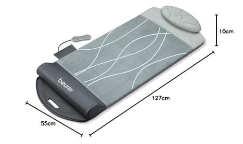 Beurer MG 280 Stretch Mat with 7 air chambers to imitate Yoga and Stretching exercises, Gentle vibration massage,versatile device with 3 Years Warranty, Grey (64348)