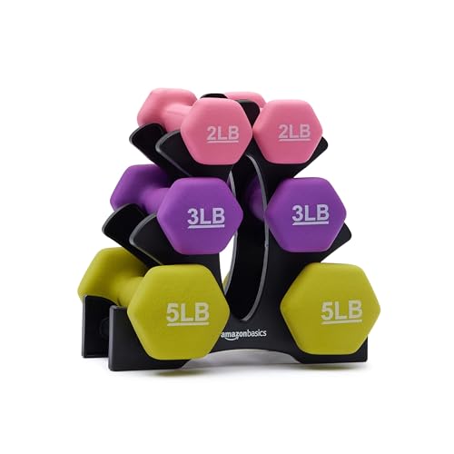 Amazon Basics 20-Pound (9.07 Kg) Fixed Dumbbell Set with Stand, (Stand Material: Plastic)