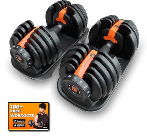 Flexnest Adjustable Iron Dumbbells Set, Designed-in-Germany, Easy Weight Adjustment (2.5Kg-24Kg), Home Workout, Gym Exercise Set For Men & Women, 24Kg, Set of 2 (Black)