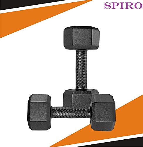 SPIRO PVC Dumbbells Pack Of 2 For Home Gym Equipment |Gym Exercise|Home Workout | Fitness Kit|Dumbbells Weights For Whole Body Workout, 2 Kg,Black