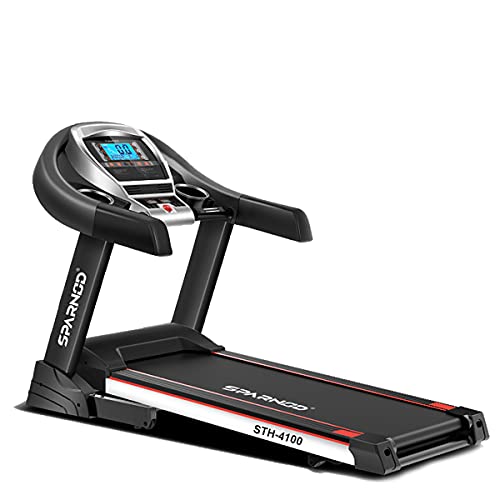 SPARNOD FITNESS STH-4100 (4.5HP Peak) Automatic and Foldable Treadmill with Auto-Incline for Home Use (Free Installation Service)