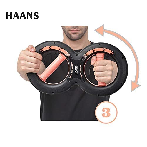 HAANS Muscle Machine Arm Strengthener, Forearm Strengthener Wrist Exercise Home Gym Equipment, Grip Exercise Fitness Machine for Men and Women, Medium Strength - Pink (Made in India)