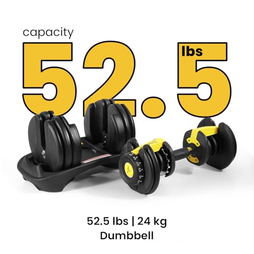 The Cube Club PowerBells 5lbs - 52.5lbs | 2 x Adjustable Dumbbells for Men & Women for Fitness and Home Workout (2.5kg to 24kg) | Designed In USA | Alloy Steel & Plastic | Black