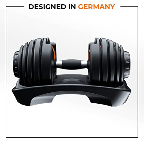 Flexnest Adjustable Iron Dumbbells Set, Designed-in-Germany, Easy Weight Adjustment (2.5Kg-24Kg), Home Workout, Gym Exercise Set For Men & Women, 24Kg, Set of 2 (Black)