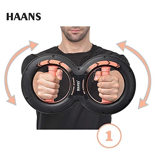 HAANS Muscle Machine Arm Strengthener, Forearm Strengthener Wrist Exercise Home Gym Equipment, Grip Exercise Fitness Machine for Men and Women, Medium Strength - Pink (Made in India)