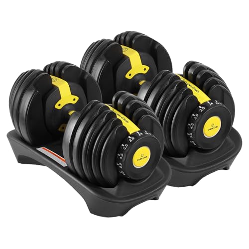 The Cube Club PowerBells 5lbs - 52.5lbs | 2 x Adjustable Dumbbells for Men & Women for Fitness and Home Workout (2.5kg to 24kg) | Designed In USA | Alloy Steel & Plastic | Black