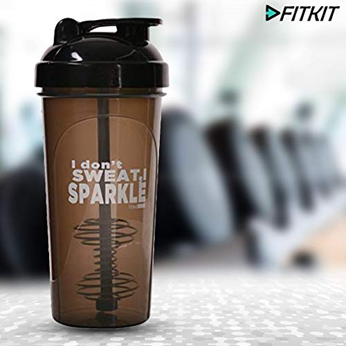 Fitkit Classic Bottle Shaker (700ml, Grey/Black , Plastic) Pack of 1