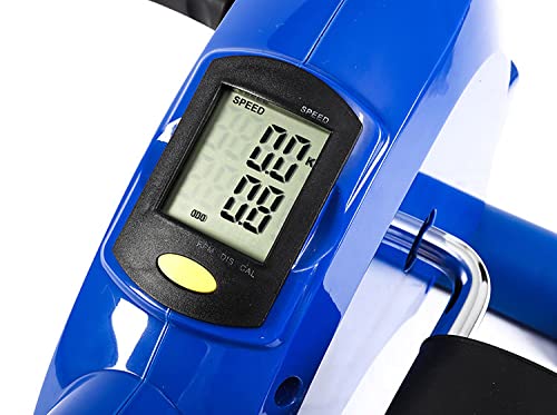 DOLPHY Portable Under Desk Mini Pedal Bike Exerciser Foot Cycle Arm and Leg Machine with LCD Screen Displays (Blue)