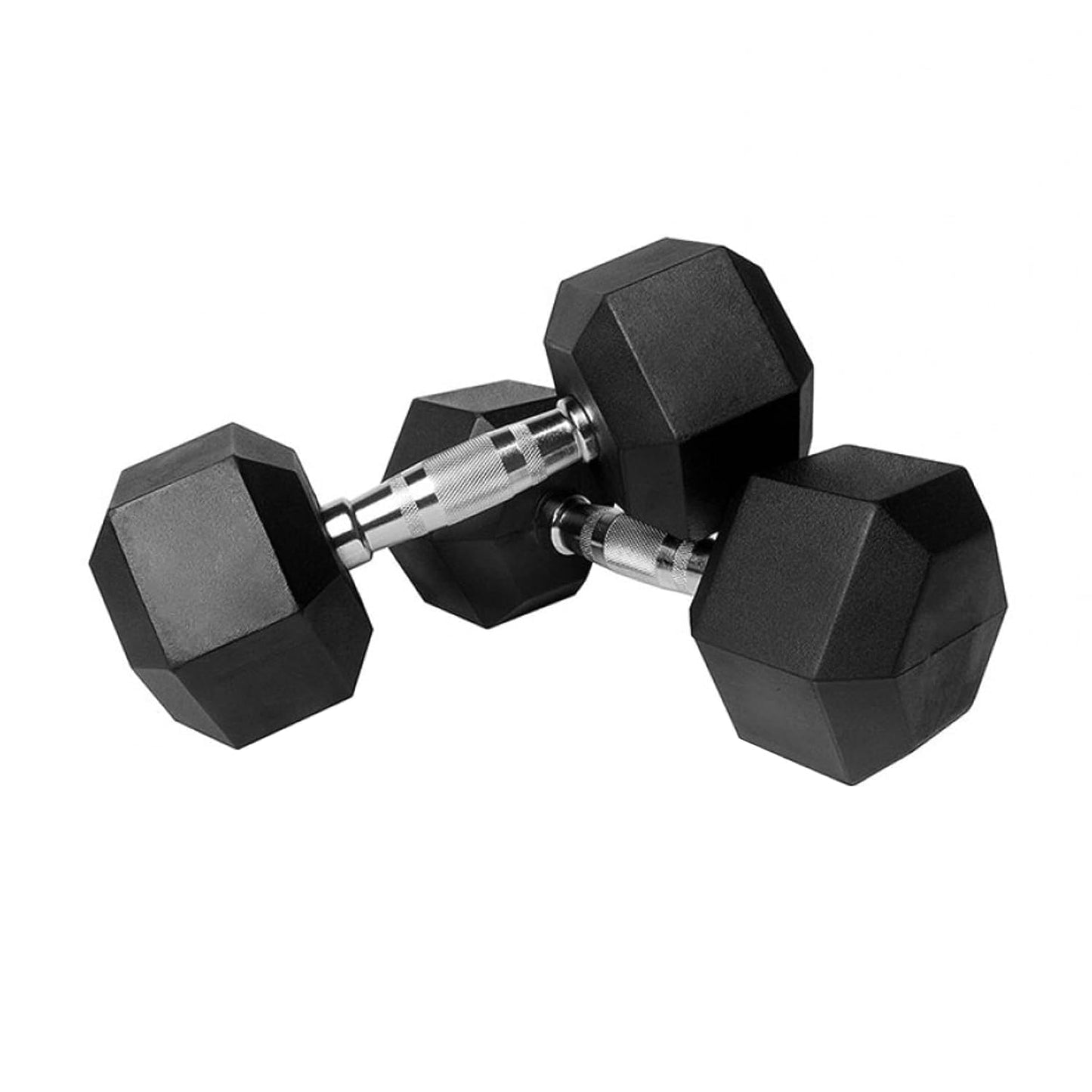 Amazon Brand - Symactive Rubber Coated Hex Fixed Dumbbells, Set of 2, 5 Kg, Black