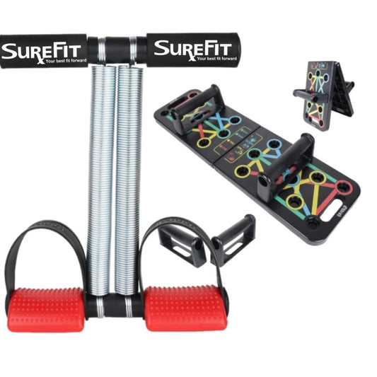 SUREFIT Tummy Trimmer with Push Up Board – Dual Spring Ab Exerciser and Multifunction Push-Up System for Core Strength, Waist Toning, and Full-Body Fitness – Portable Home Gym Equipment for All Fitness Levels