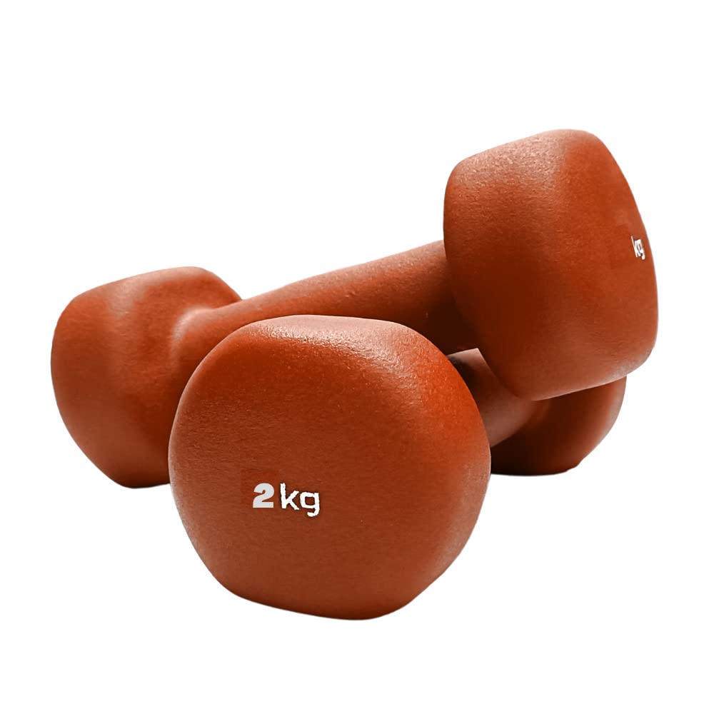 SIGNATRON Set of 2 (1 Kg - 5 Kg) NEOPRENE Dumbbells and Fitness Kit for Men and Women Whole Body Workout (4 Kg (2 Kg x 2))