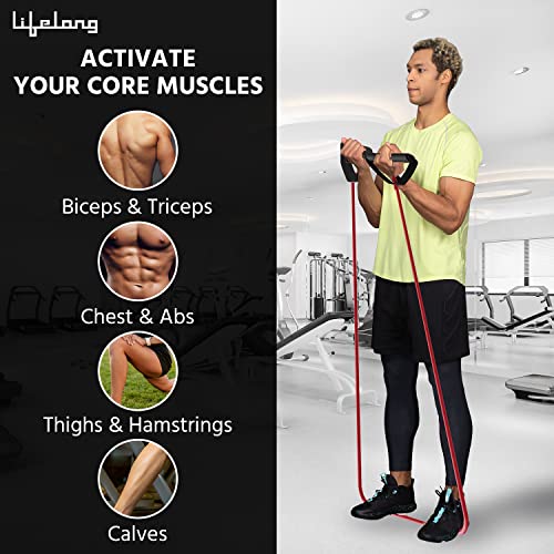 Lifelong Resistance Bands for Workout - Resistance Tube with Foam Handles - Exercise Equipment for Home with Door Anchor -Pull Rope for Gym Exercise -Toning Tube -Stretching Belt for Men & Women