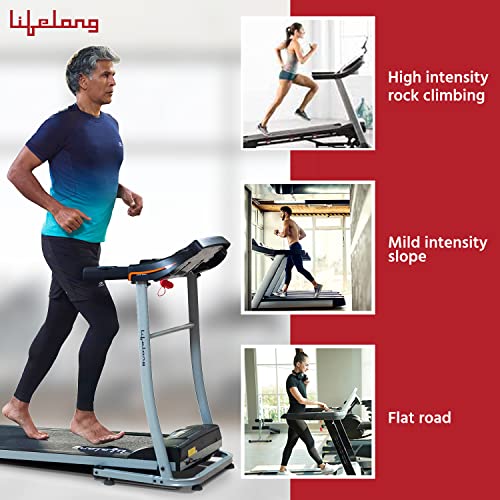 Lifelong FitPro (2.5 HP Peak) Manual Incline Motorized Treadmill for Home with 12 preset Workouts, Max Speed 12km/hr. Bluetooth Speaker|Max. User Weight 100Kg, (LLTM09)