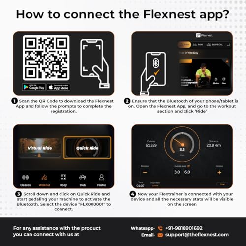 Flexnest Flexbike Lite|Smart Bluetooth Exercise Cycle For Home With 500+ Live Classes,100+ Virtual Rides On App,100 Resistance Levels Cycle For Exercise At Home Gym Workout & Cardio Spin Bike(Black)