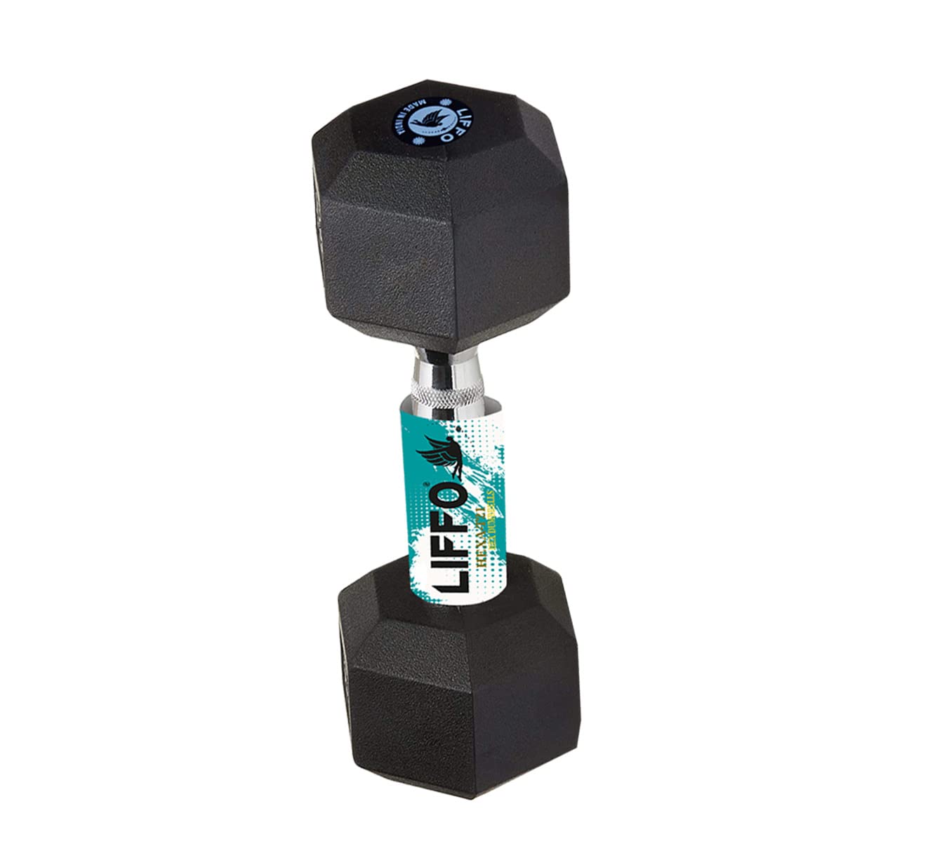 Liffo Rubber Coated Hex Dumbbells Black Rubber 2Kg,2.5Kg,3Kg,4Kg,5Kg ((2 KG x 2 PCS = 4 KG))