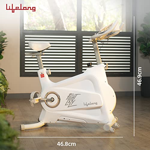 Lifelong Fit Pro Spin Fitness Bike with 8Kg Flywheel, Adjustable Resistance, LCD Monitor and Heart Rate Sensor for Fitness at Home; Home Workouts (Max Weight Capacity: 120 kg, LLSB06)