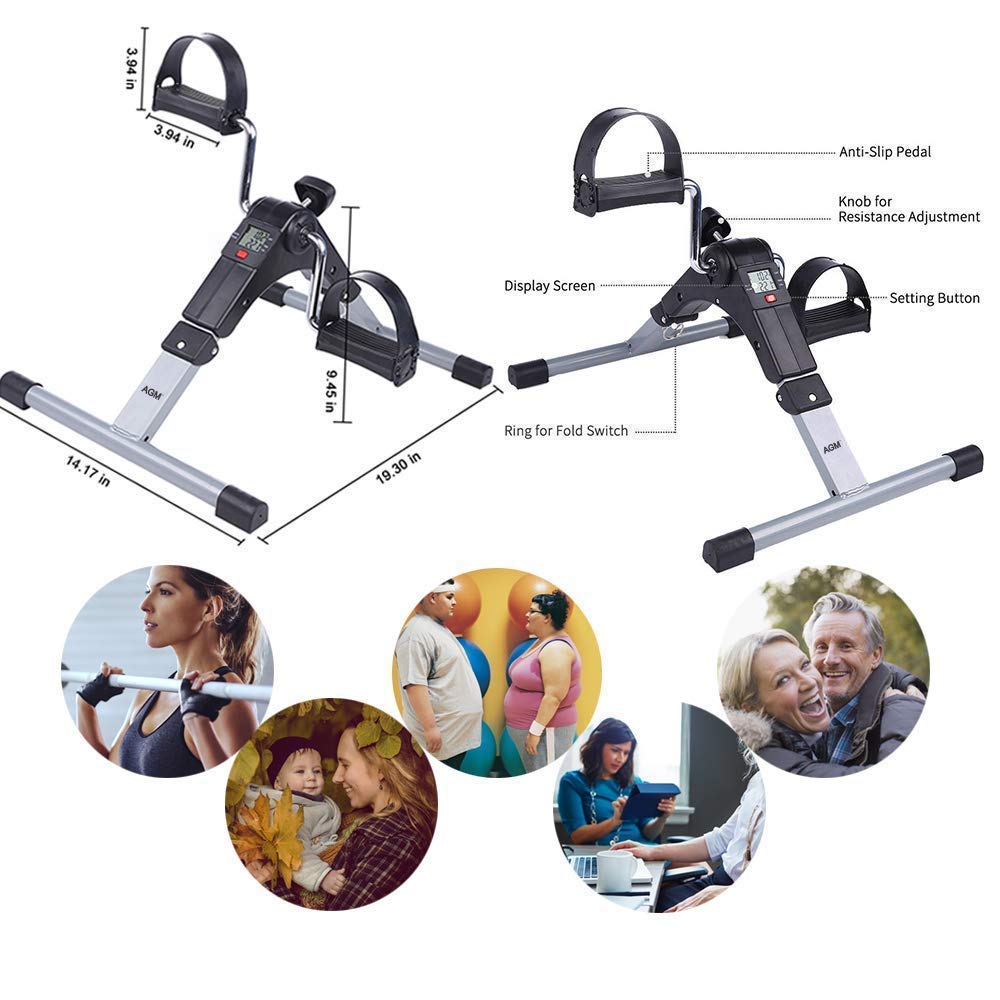 Device Mini Pedal Exercise Cycle Fitness Bike For Exercise & Weight Loss With Digital Display of Many Functions, Ready to Use) + 2 Pairs of Heel Pad Free