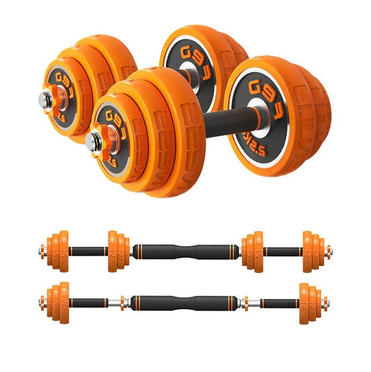 Hukimoyo 30kg dumbbells set Adjustable dumbbells set for home gym ABS PPC weights Men & Women with Barbell Rod for Exercise - Gym Fitness Equipment's(Orange)