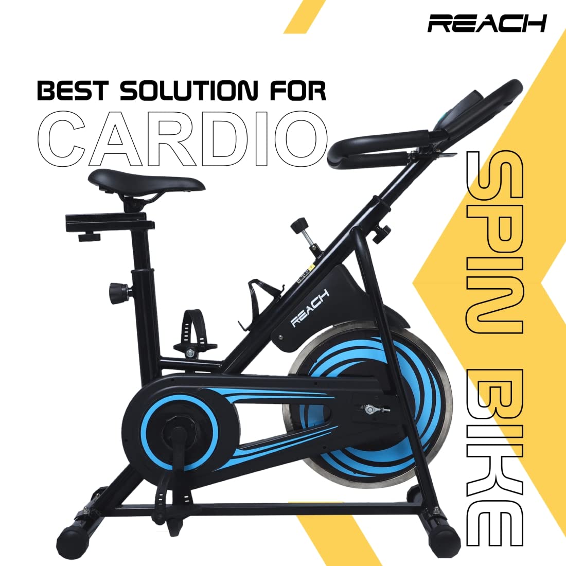 Reach Vision MII Spin Bike with 6.5 Kg Flywheel | Adjustable Resistance & LCD Monitor | Fitness Cycle for Home Gym Workout | Ideal for Tummy & Lower Body | Max User Weight 110kg