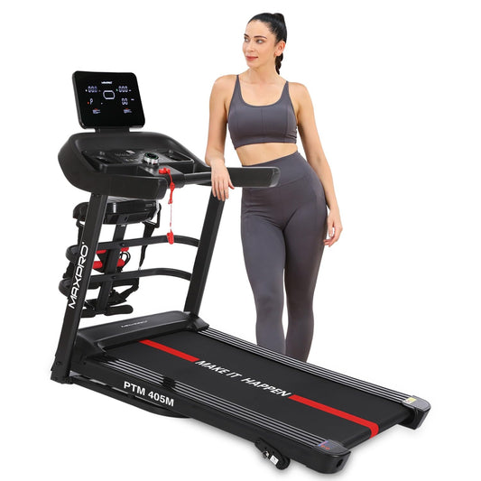 MAXPRO PTM405M 4.5 HP Peak DC Motor Multifunction Folding Treadmill with Massager,Free Diet Plan,Max.Speed 14km/hr,Max. User Weight 110kgs,Fit Show App Support,Running Machine LED Display for Home use