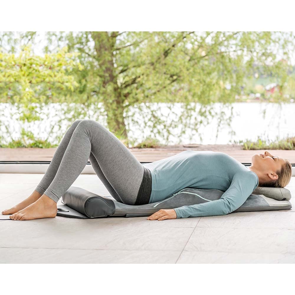 Beurer MG 280 Stretch Mat with 7 air chambers to imitate Yoga and Stretching exercises, Gentle vibration massage,versatile device with 3 Years Warranty, Grey (64348)