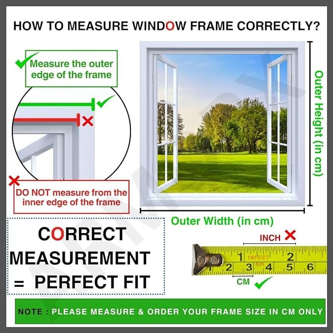 Autarky Fiberglass Mosquito Net for Window (Size- 13 Inch x 24 Inch / 33cm x 61cm) 120GSM Pre-Stitched & Strong Self-Adhesive Hook Tape Color - Grey