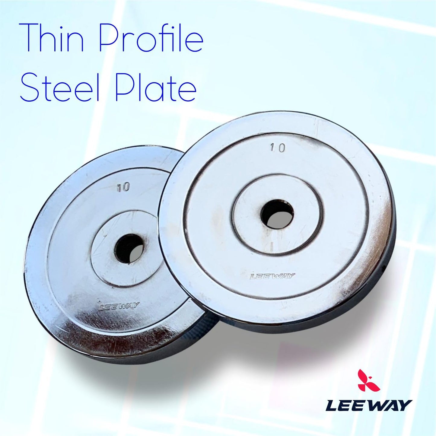 LEEWAY Steel Weight Plate Set Chrome Plated (80kg Combo) 31mm; Gym Weight Plates; Spare Steel Weight Plates; Home Gym Set; Chrome Weight Plate; Iron Plate For Weightlifting Strength Training (2X4+3X4+5x4+10x4)