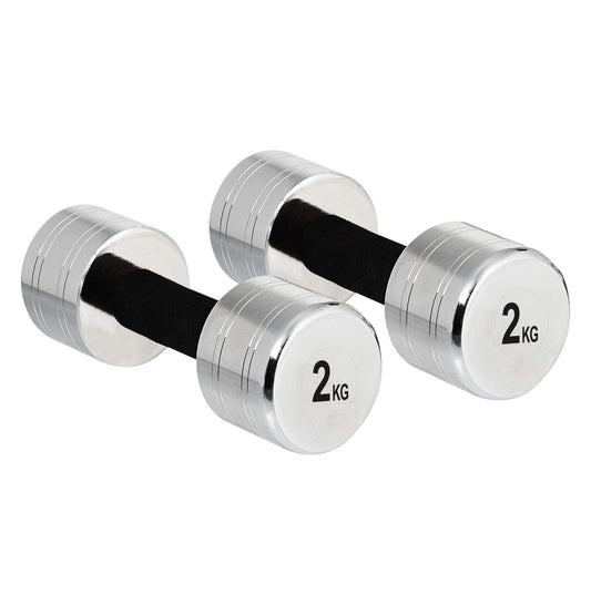 Amazon Brand - Symactive Chrome Plated Steel Dumbbell, Set of 2, 2 Kg