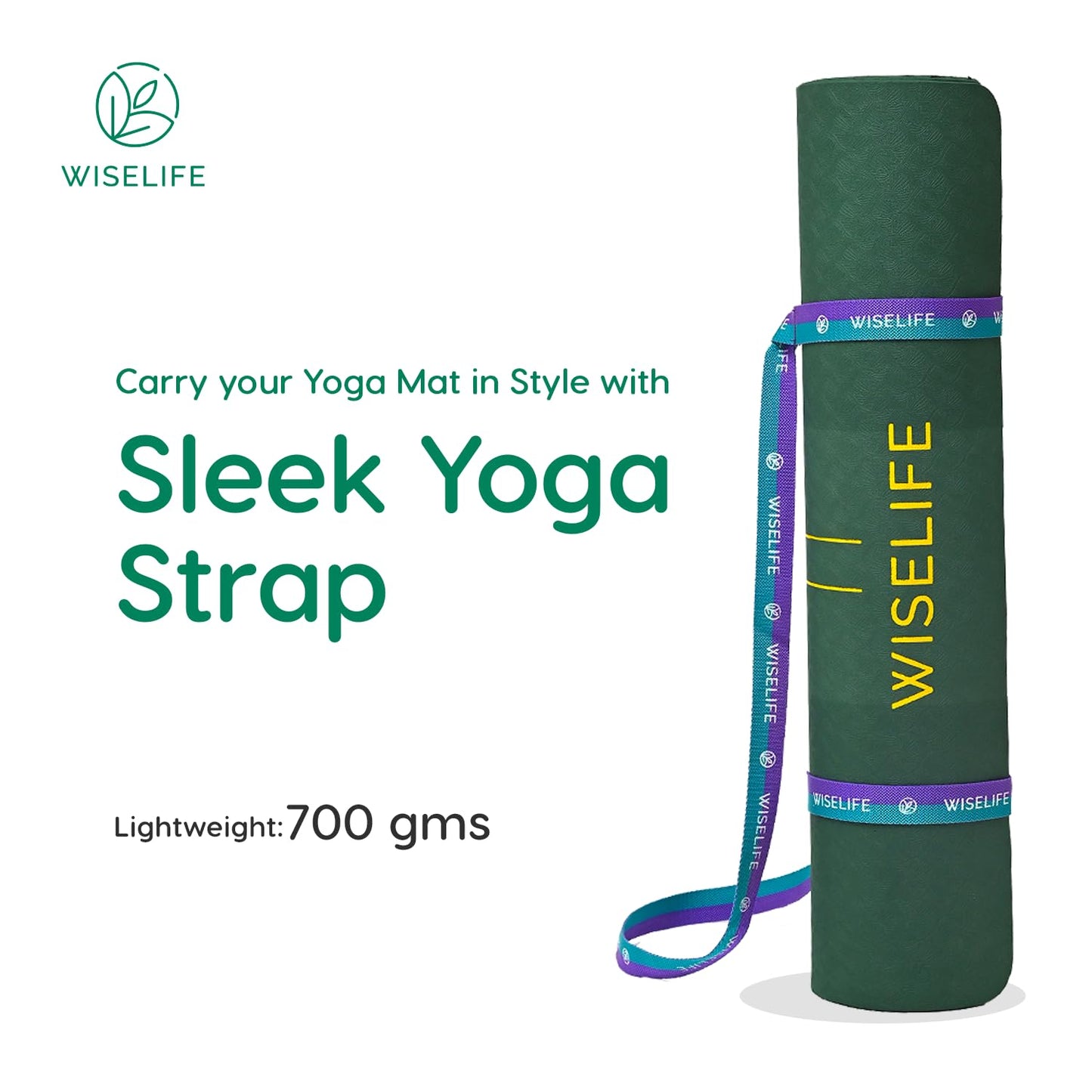 Wiselife Tru Alignment Yoga Mat + Sleek Yoga Strap For Men And Women (Probalance Tpe Material 6Mm Extra Thick Extra Long Extra Wide) (Emerald), Green