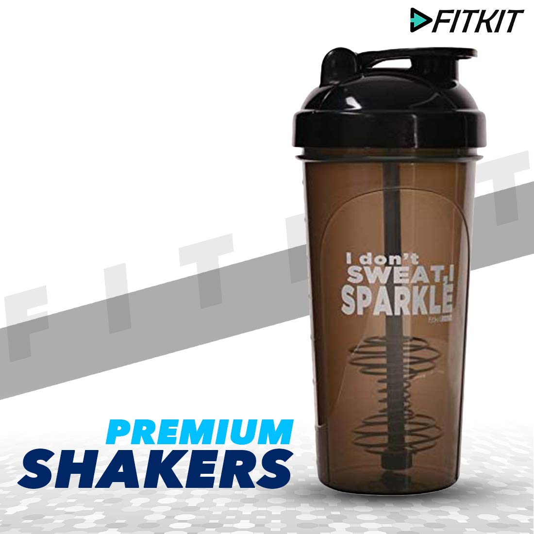 Fitkit Classic Bottle Shaker (700ml, Grey/Black , Plastic) Pack of 1