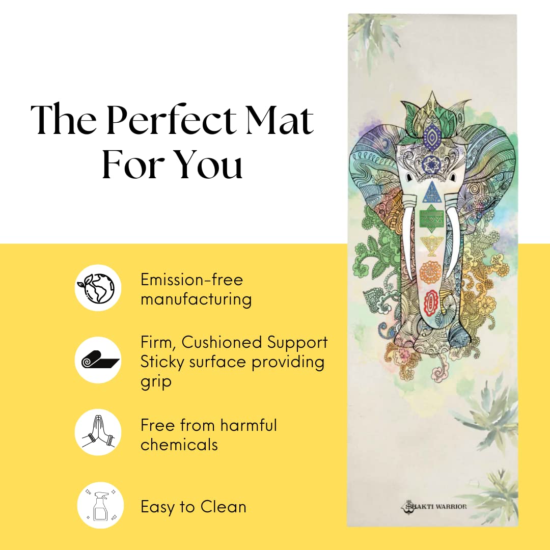 Spiritual Warrior Shakti Warrior Samskara Yoga Mat - Artist Designed, Premium Printed mats, Non Slip, Great for Regular & Hot Yoga, Pilates and Workout (72 inch x 24 inch x 5mm Thick)