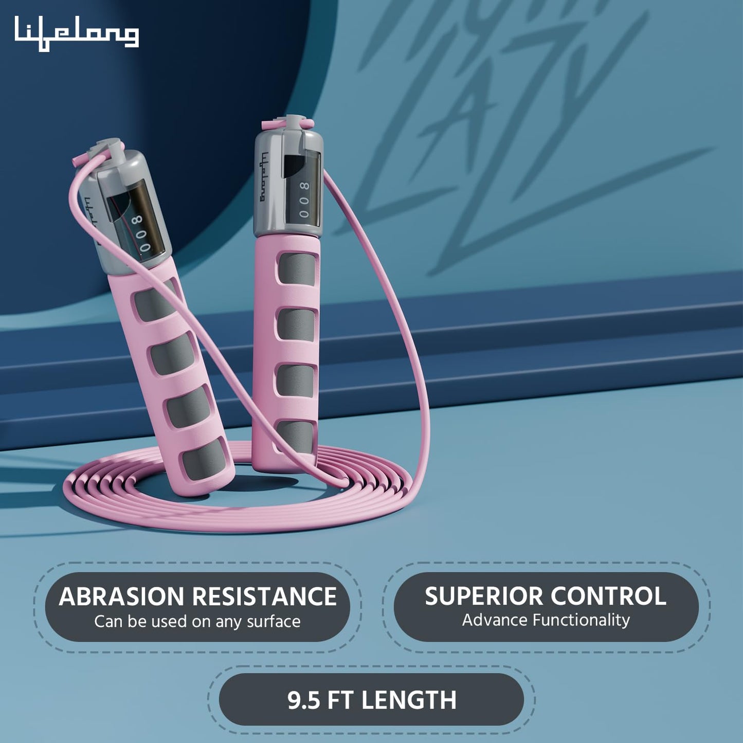 Lifelong Skipping Rope for Men, Women & Children Jump Rope with Adjustable Height (290cm) & Counter, Skipping Rope for Exercise Workout & Weight loss-PVC Skipping Rope for Kids-(Pink)