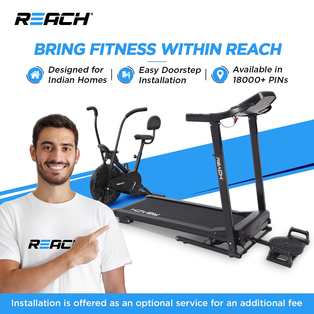 Reach Mini Bike Digital Pedal Exerciser | Home Exercise Equipment | Mini Cycle for Home Workout with Fixing Strap, Adjustable Resistance & LCD Display | for Light Exercise & Physiotherapy at Home