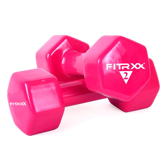 Fitrxx Vinyl Dumbbells 1 kg, 2 kg, 3 kg, 4 kg, 5 kg | Men and Women | Non-Slippery Dumbbell for Home and Gym | Full Body Workout | (Set of 2)