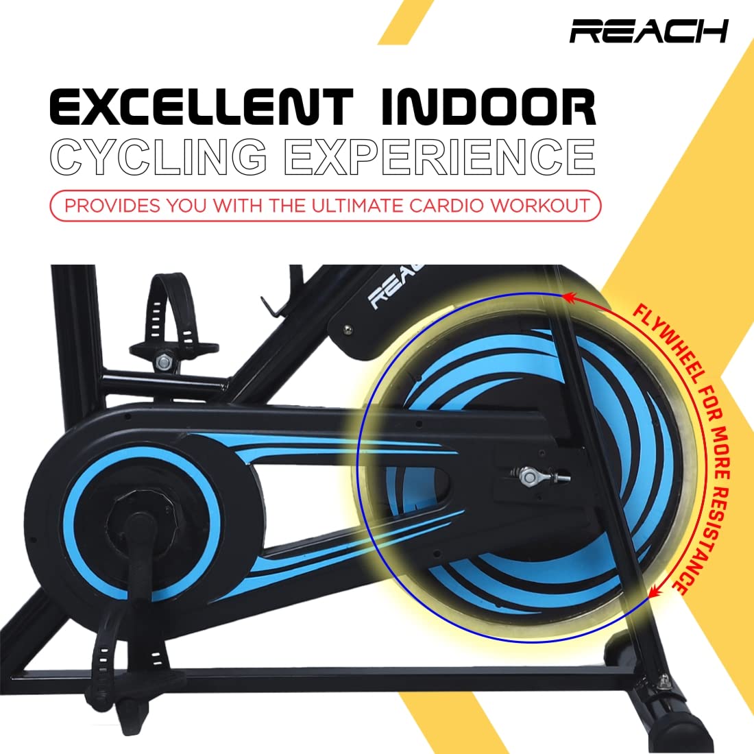 Reach Vision MII Spin Bike with 6.5 Kg Flywheel | Adjustable Resistance & LCD Monitor | Fitness Cycle for Home Gym Workout | Ideal for Tummy & Lower Body | Max User Weight 110kg