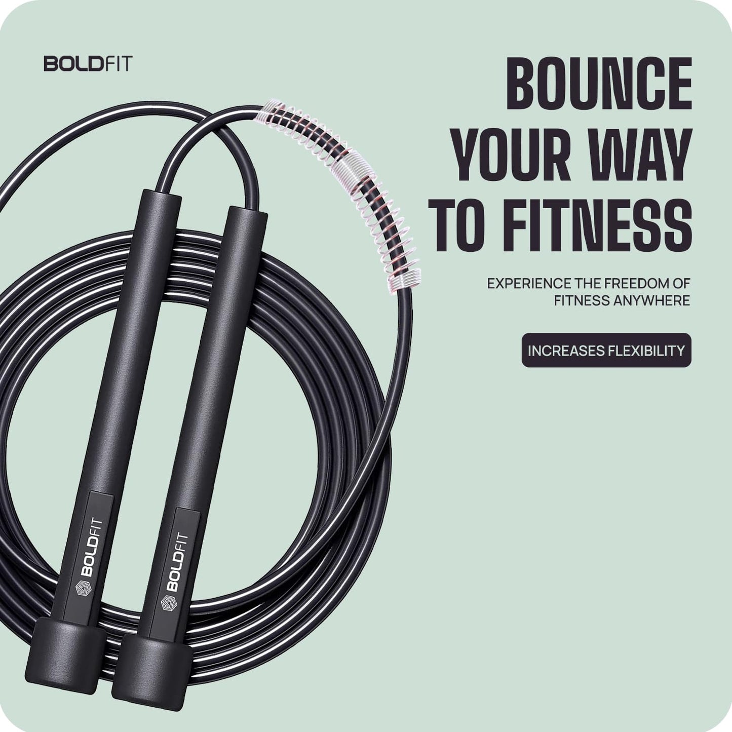 Boldfit Skipping Rope for Men and Women Jumping Rope With Adjustable Height Speed Skipping Rope for Kids, Women, Girls Rassi Jumping Men for Exercise, Gym, Sports Fitness - Black, Polyvinyl Chlorine