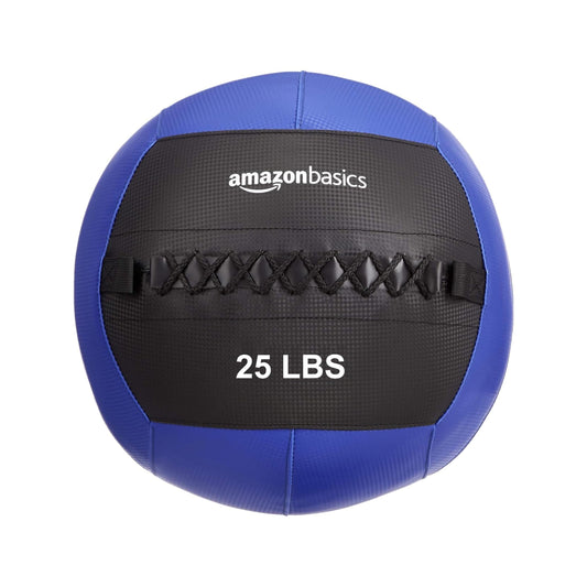 Amazon Basics Leather Wall Ball (25 lbs) | PVC Leather | Medicine Ball | PP Material | Core Strengthening | Smooth Grip