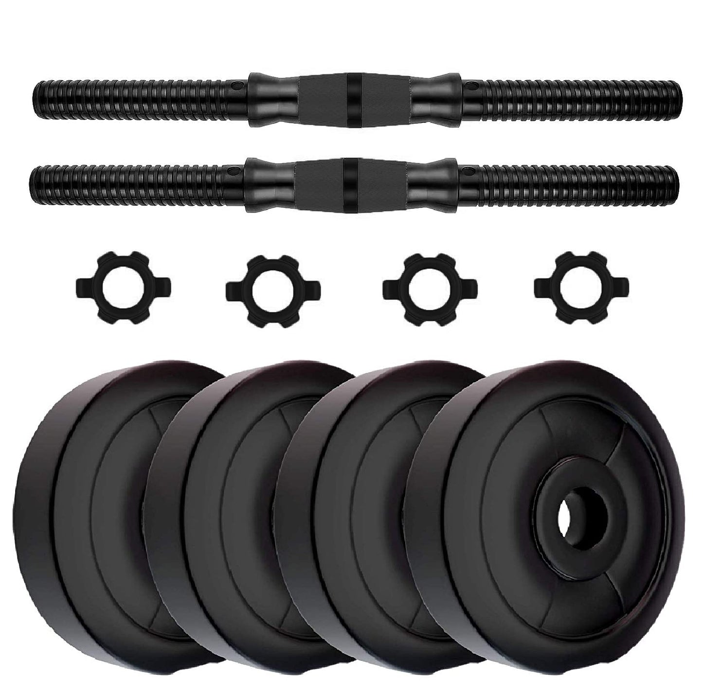 SPORTO FITNESS PVC Dumbbells Sets, PVC Plates & Dumbbells Rod (10 KG)