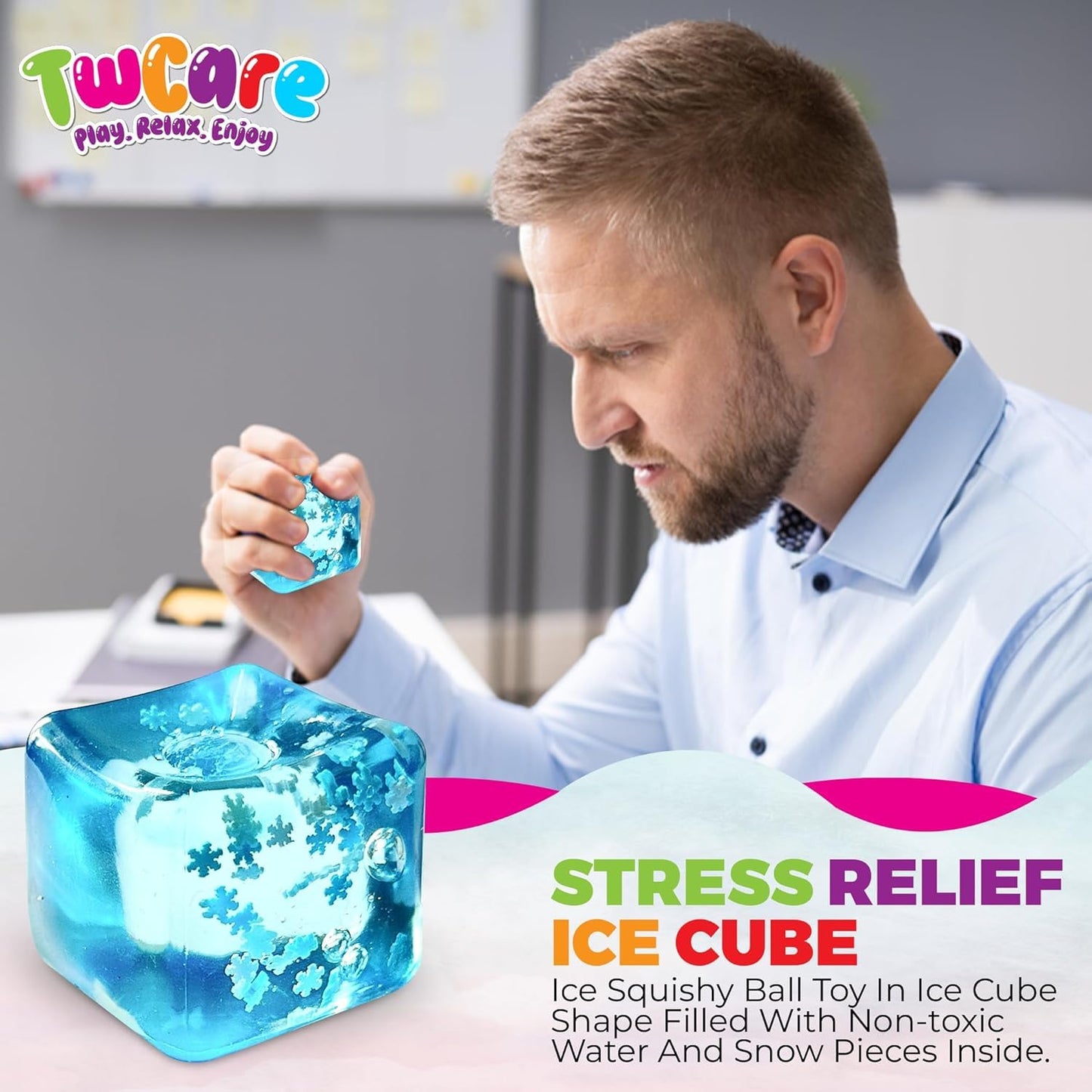 Squishy Ice Cube Stress Balls | Squeeze Ice Cube Gel Exercise Ball | Finger Exercise Ice Cube Ball | Stress Relief Ball | Adults