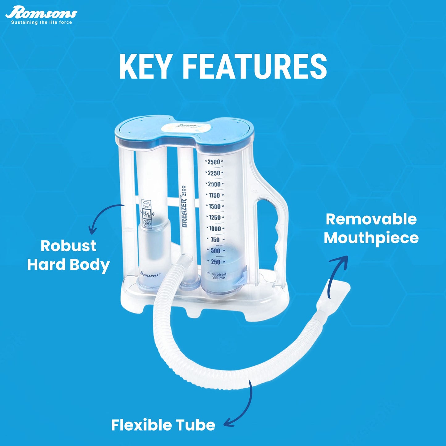 Romsons Breazer 2500 Volumetric Respiratory Exerciser 3 Ball Lung Exerciser, Hygenic, Washable Respiratory Exerciser Respirometer,Pack of 1,Multicolor