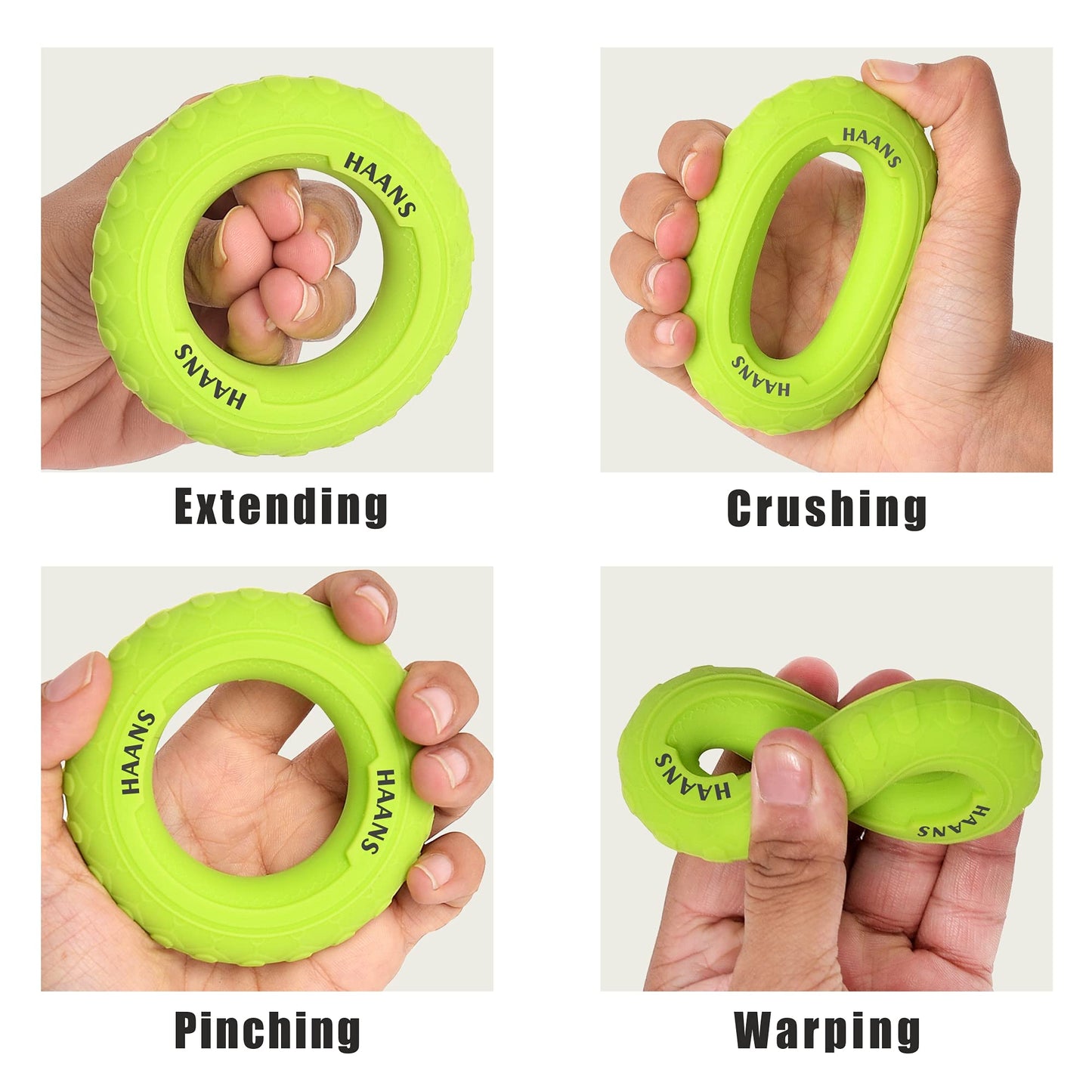 HAANS Silicone Hand Strenghtener Ring, Silicone Ring for Men & Women, Rubber Rings fit for Gym Sports, O Ring, Green