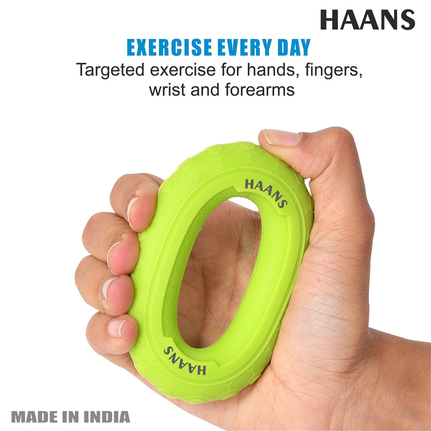 HAANS Silicone Hand Strenghtener Ring, Silicone Ring for Men & Women, Rubber Rings fit for Gym Sports, O Ring, Green