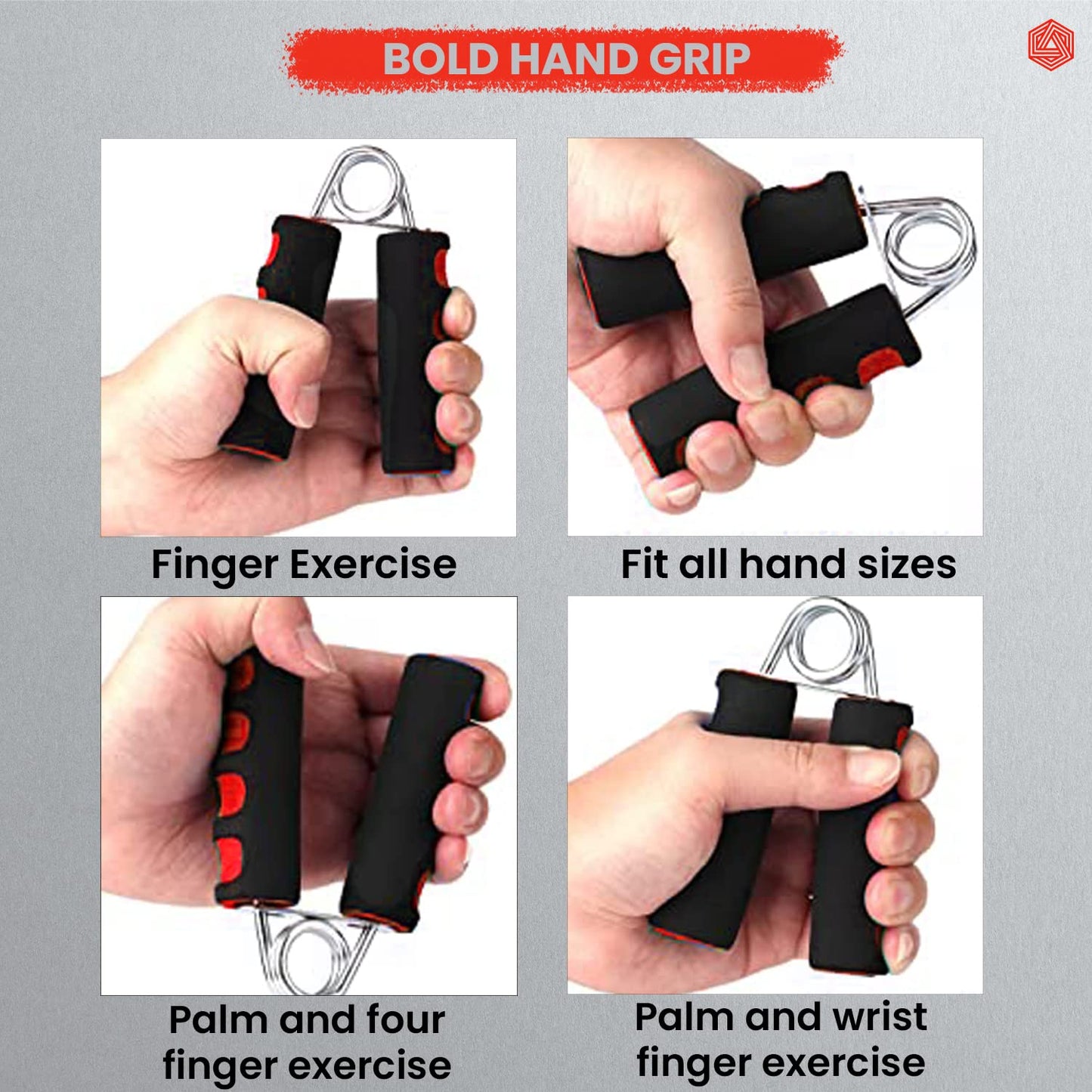 Boldfit Hand Grip Strengthener with Foam Handle, Hand Gripper for Men & Women for Gym Workout Hand Exercise Equipment to Use in Home for Forearm Exercise, Finger Exercise Power Gripper Red-Black