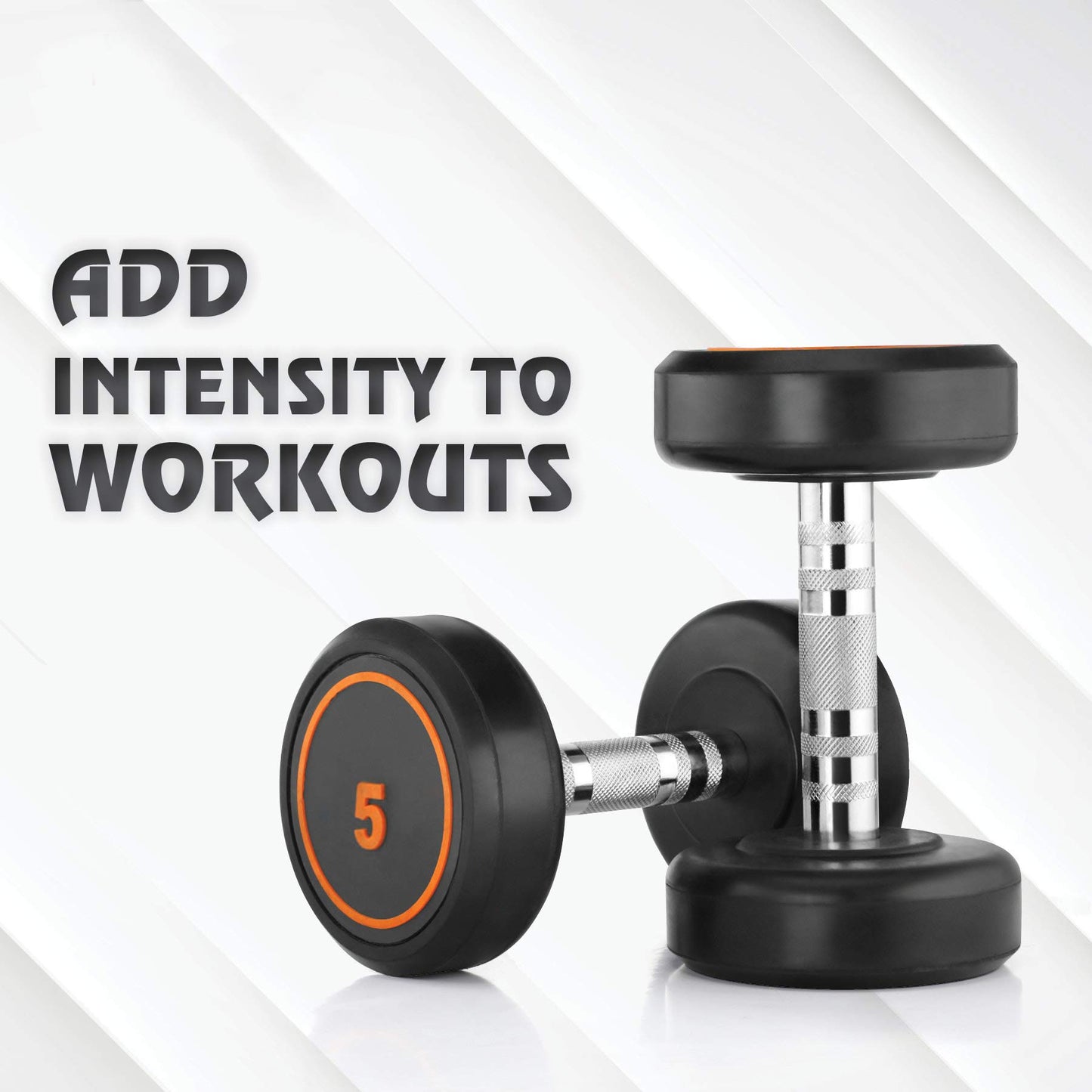 Klikfit Rubber Dumbbells, 5 KG (Black) (5kg x 2pcs) | Dumbbells - Gym equipment for home workout | 5 kg Dumbbells Set of 2 | Fitness Gym Dumbbell set for Muscles | Anti Skid rubber dumbles set | Dumbell Weights for Workout