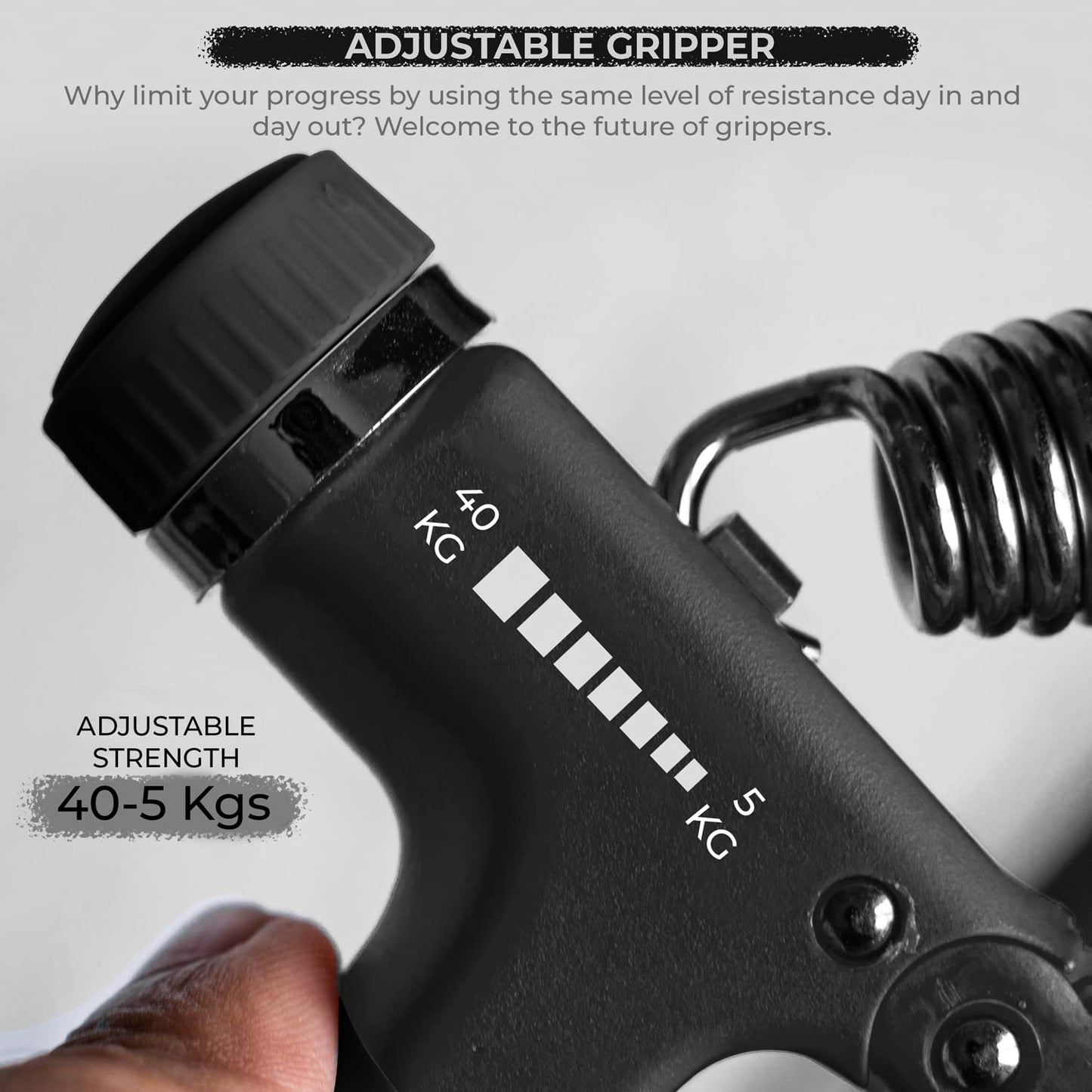 Boldfit Adjustable Hand Grip Strengthener, Plastic Hand Gripper for Men & Women for Gym Workout Hand Exercise Equipment to Use in Home for Forearm Exercise, Finger Exercise Power Gripper(5-40 Kg)Black