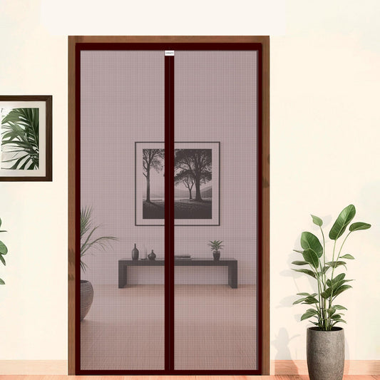 LifeKrafts Polyester Magnetic Mosquito Net for Door | Mosquito Curtain for All Door Types & Sizes | Auto-Closing Insect Screen to Keep Mosquito Out (200x100 cm, Brown)