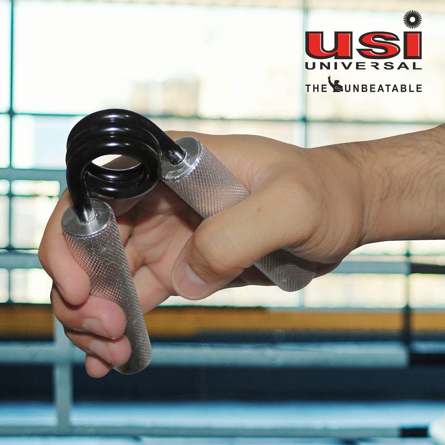 USI UNIVERSAL THE UNBEATABLE Steel Heavy Duty Hand Grip Strengthener, Wrist & Forearm Hand Exerciser, Finger Exerciser, Hand Gripper Grip Strength Trainer (Silver-200 lbs/100Kg Weight Capacity)