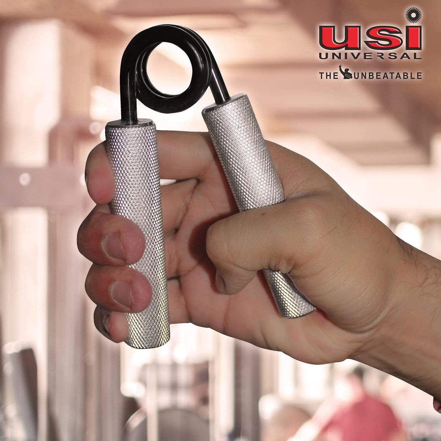 USI UNIVERSAL THE UNBEATABLE Steel Heavy Duty Hand Grip Strengthener, Wrist & Forearm Hand Exerciser, Finger Exerciser, Hand Gripper Grip Strength Trainer (Silver-200 lbs/100Kg Weight Capacity)