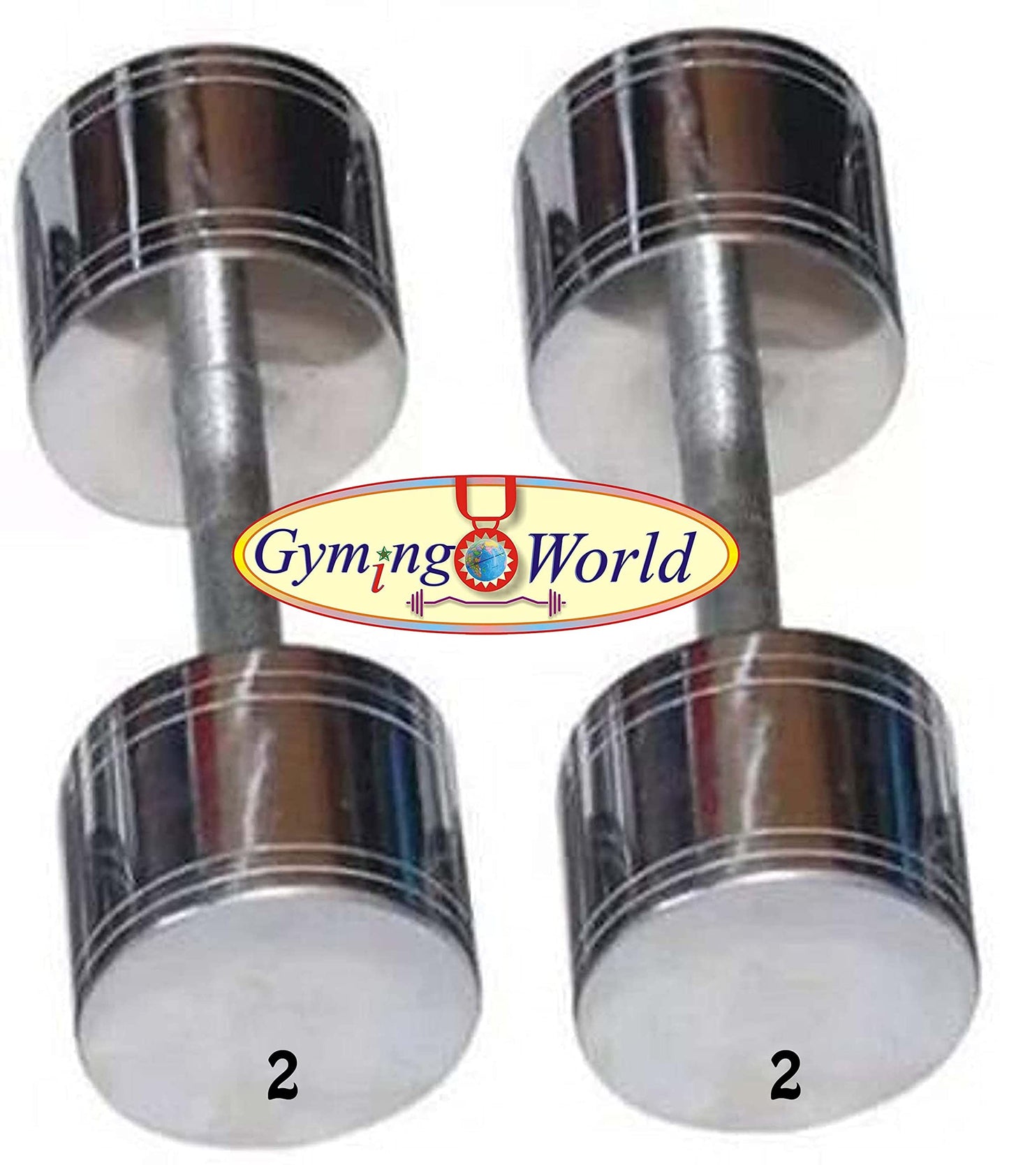 GYMINGWORLD Gyming World Pair Of 2 Kg Solid Iron Steel Dumbbells (2X2=4 Kg), Adjustable