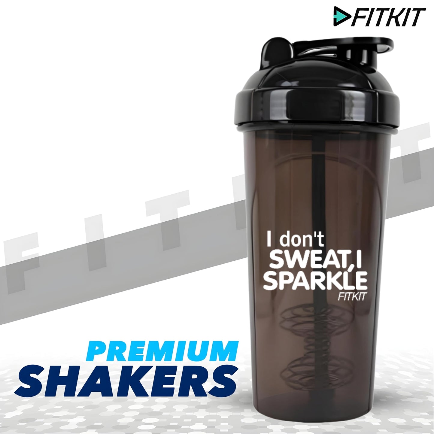 Fitkit Classic Bottle Shaker (700ml, Grey/Black , Plastic) Pack of 1